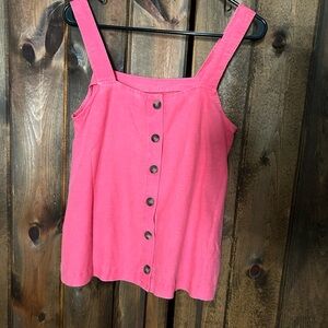 NWT-watermelon pink tank top with back buttons- size S